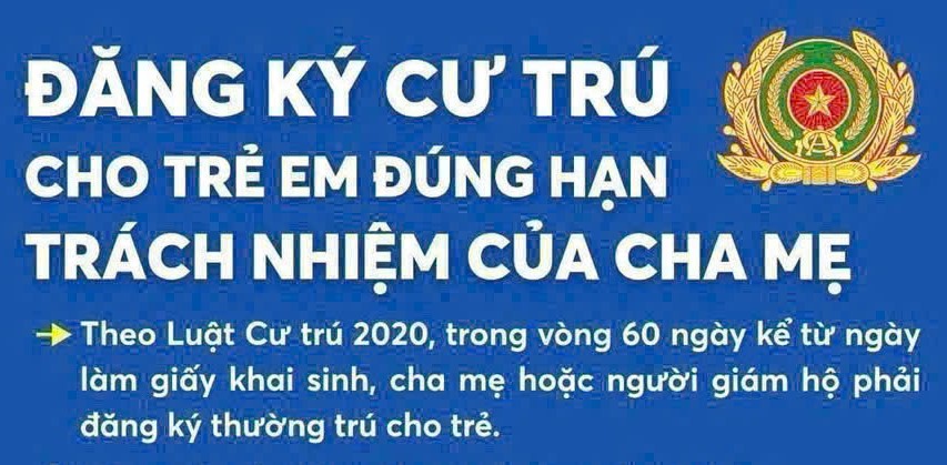 Đăng ký thường trú cho trẻ sau tối đa 60 ngày kể từ khi đăng ký khai sinh
